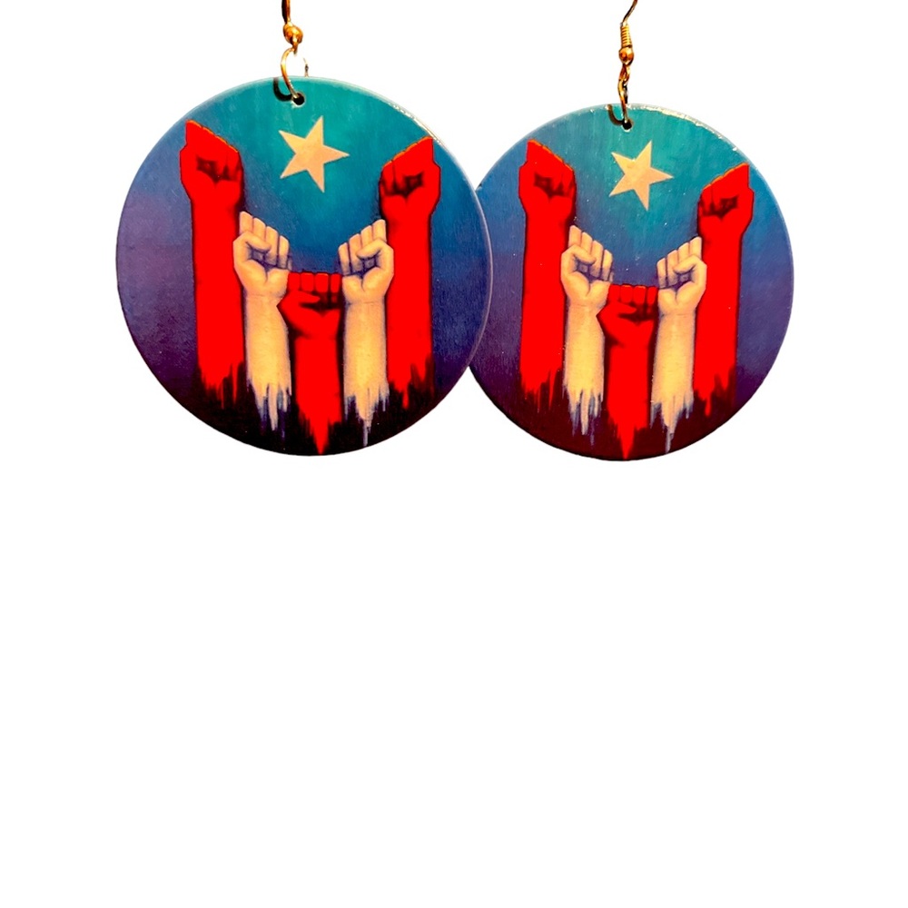 Puerto Rican Flag Fist Earrings